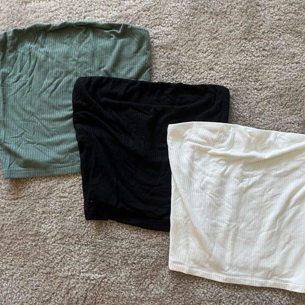 American Eagle Outfitters - Ribbed Tube/Cropped Tops - Set of 3